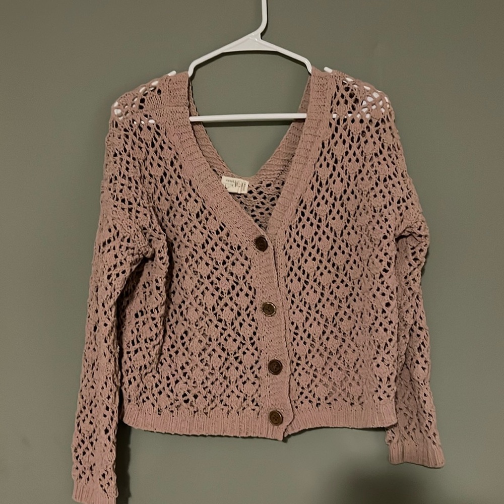 Pink crochet cardigan